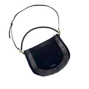 Ted Baker Parinna Braided Handle Shoulder Crossbody Hobo Bag Suede and Leather